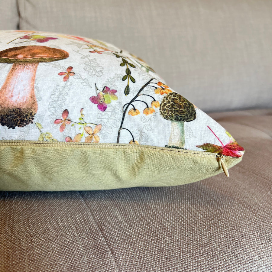 Mushroom Garden Linen 20x20” Cushion Cover