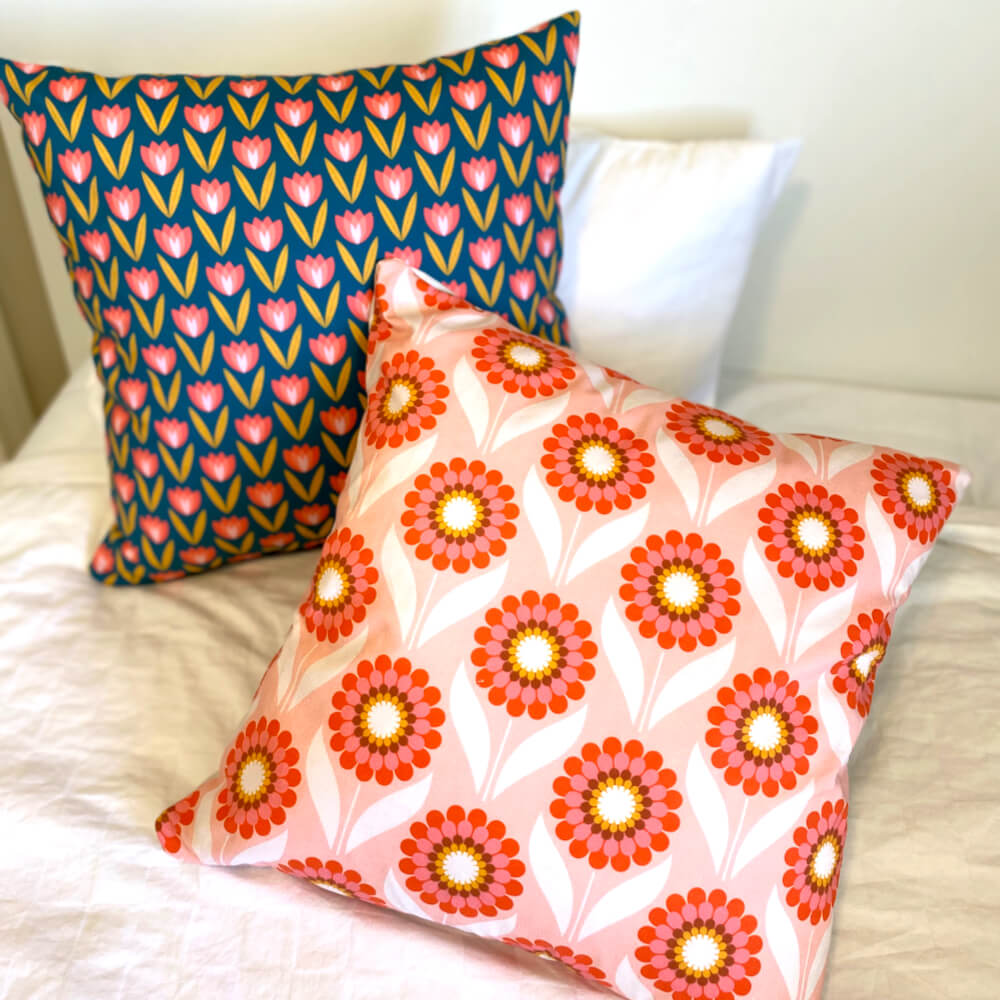 Kate Rhees Vintage Dahlias Pinks 20x20” Cushion Cover